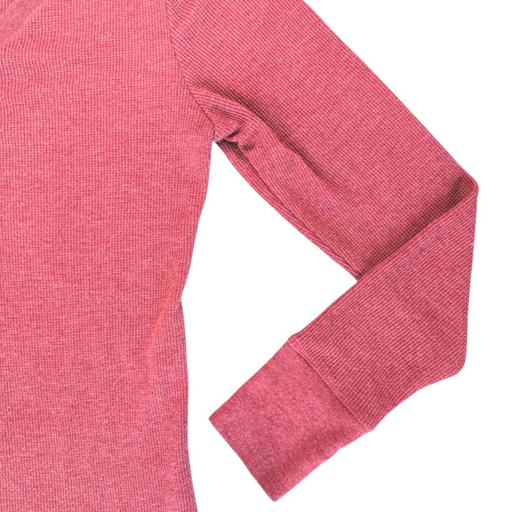 Womens Thermal Henley Bella Shirt Medium Heather Red Casual Layer Y2K Grunge - Picture 4 of 12